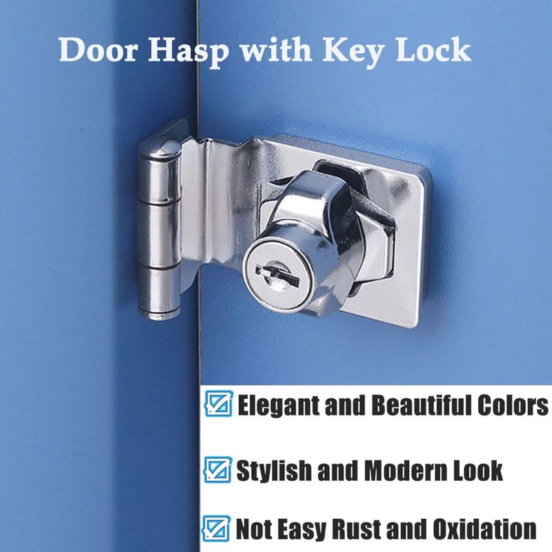 Litensh Rectangular Angle 90 Degree Hasp Lock with Key Equal
