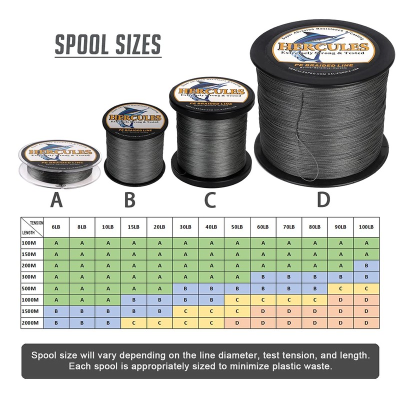 Hercules Braided Fishing Line 2000m 2187yds 6lbs-100lbs Pe Superline 4