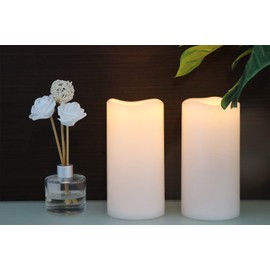 GenSwin Waterproof Outdoor Flameless Candles with Remote Timer, Battery Operated Large Flickering LED Pillar Candles for Indoor Outdoor Lanterns, Won’t melt, Long-Lasting(White, Set of 2, 8” x 4”)