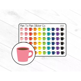 Homemade 2303~~Coffee Cups Planner Stickers.