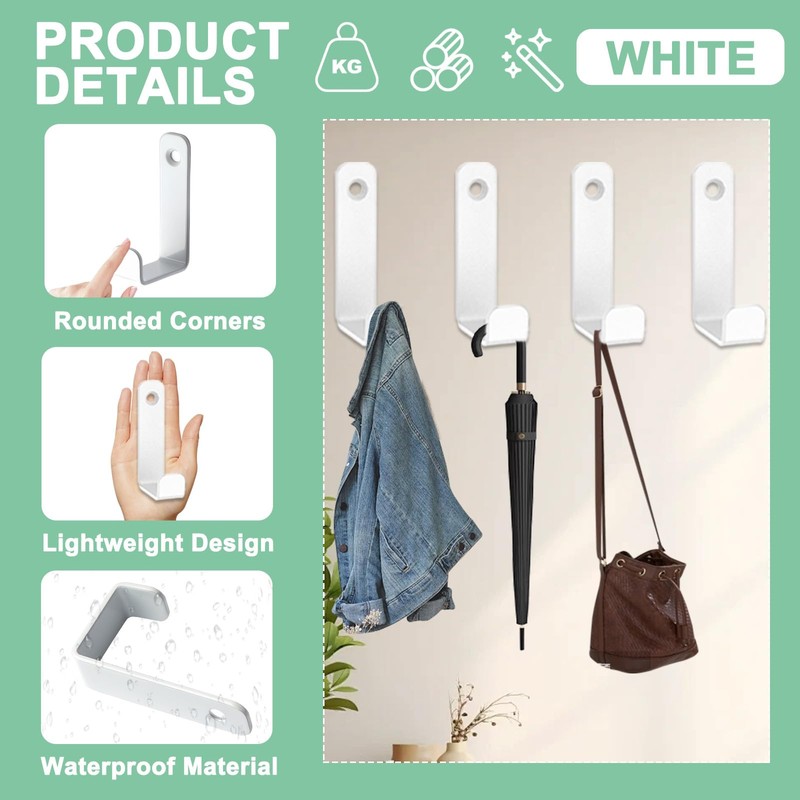 Gerhannery Pack of 5 coat hooks, modern coat hooks for