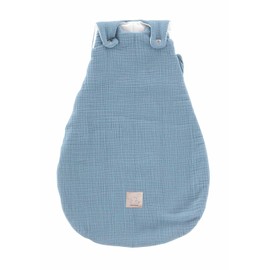 TRÄUMELAND Babyschlafsack aus Musselin hellblau, atmungsaktiv, leicht & hautfreundlich, mitwachsender Ganzjahres-Babyschlafsack mit integrierter Belüftung, 2.5 TOG, Öko-Tex 100 zertifiziert