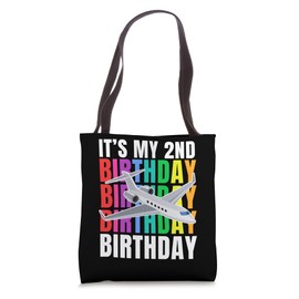 It's My 2nd Birthday Airplane 2 year old Birthday Boy Girl Tote Bag