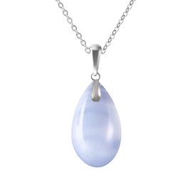 Franki Baker Natural Blue Lace Agate Gemstone & Sterling Silver Pendant Necklace. Chain length: 50cm