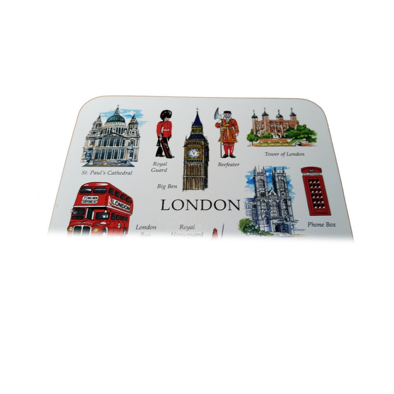 Artistic London Beverage Souvenir Coasters, Set of 4 Coasters! Artistique!