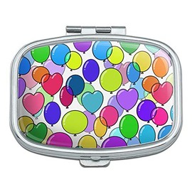 Colorful Balloons Pattern Rectangle Pill Case Trinket Gift Box