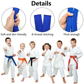 Niuhong 2 Pieces Judo Karate Belt Martial Arts Sports Belt Taekwondo Belts Professional Karate Aikido Belt Thick Fabric Blue Belt Children Adults Martial Arts Belt Kofun 260 cm (Blue)