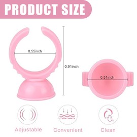 Glue Holder Rings, Pack of 200 Eyelash Glue Holder Ring, Heart Shape Eyelash Ring, Plastic Eyelash Extensions Holder, Eyelash Extension Cup, Eyelash Flower Holder for Eyelash Extensions, Pink