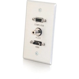 UD_C2G HDMI, VGA and 3.5mm Audio Pass Through Wall Plate Single Gang Brushed Aluminum
