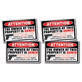 215 Decals 4 Mini Owner Armed Warning Decal Sticker Gun Control Handgun 2nd Amendment  2A