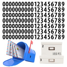 1050 PCS Number Stickers, 1” Water Resistant Vinyl Stickers Consecutive Number 0-9 Labels Self-Adhesive Without Residue Left for Office, Classroom, Indoor, Boxes, Storage (15 Sheets, Black)