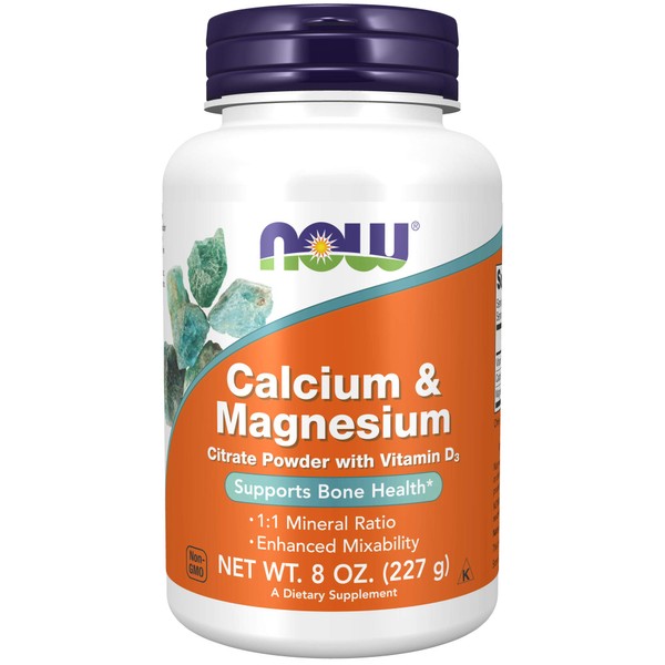 NOW Supplements, Calcium & Magnesium Citrate Powder with Vitamin D3, Supports Bone Health*, 8-Ounce