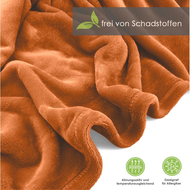 heimtexland Cuddly Blanket, Fluffy Flannel Blanket, Warm OEKO-TEX Bedspread Throw,