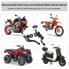 DgNeLai Universal Motorcycle Brake Clutch Pump Lever with Hydraulic Master Cylinder Reservoir Set Left & Right CNC Suitable for 50-300cc Motorcycles with 7/8" 22mm Handlebars