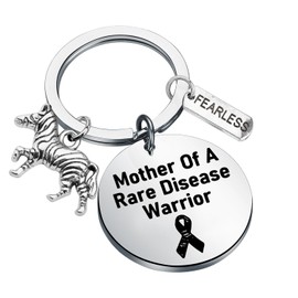 CENWA Mom Of Warrior Gift Mother Of A Rare Disease Warrior Keychain Mother Of Warrior Gift Zebra Ribbon Rare Disease Gift (Rare Disease k EU)