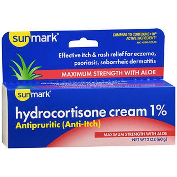 Sunmark Hydrocortisone Cream 1% Maximum Strength with Aloe - 2 Ounces