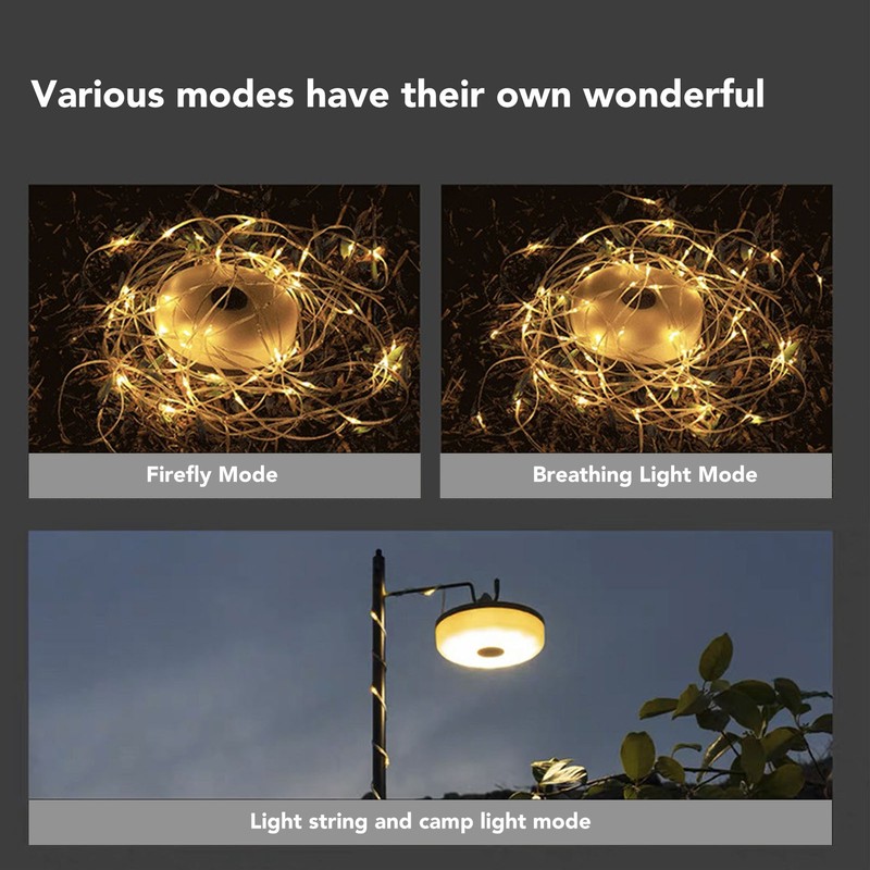 32.8ft Camping String Lights with 5 Lighting Mode 1500mAh LED