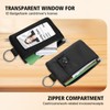 Double-Sided Zipper Badge Holder with Clear ID Window, Wrist Lanyard,
