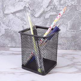 KALLORY Organizador De Escritorio Metálico Hueco Portalápices Cuadrado Contenedor De Plumas Para Oficina Y Hogar 3.93X3.30X3.30 Pulgadas              