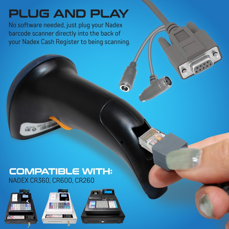 Nadex Handheld Barcode Laser Scanner for Cash Register CR360 /