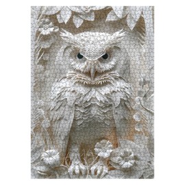 Owl Puzzles Paper-Cut Art Puzzle 1000 Piece for Adults, White Bird Jigsaw Puzzle Animal Forest, Impossible Difficult Hard Puzzle as Family Game