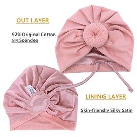 Sugarmelon Cute Silk Satin Lined Turban Hat for Newborn Baby Girls Boys Hair Care Bonnet Infant Toddler Headwraps Beanie Caps (6M,Orig Peach Pink)