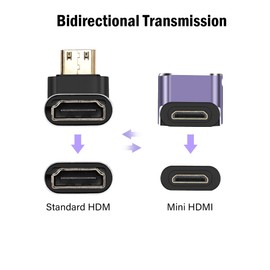 PNGKNYOCN 8K Mini HDMI to HDMI Adapter, Rectangular 48Gbps 2.1 Version Mini HDMI Male to HDMI Female Converter Adapter with LED Light, Support 8K @ 60Hz, 4K @ 120Hz HDR, eARC (2-Pack) (Down Bend)