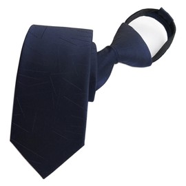 Corbata para hombre con cierre, diseño de rayas, Azul marino, Talla única