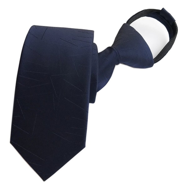 Corbata para hombre con cierre, diseño de rayas, Azul marino,