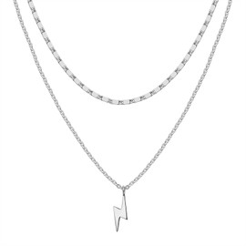 PAVOI 14K Gold Plated Lightning Cluster 925 Sterling Silver Necklaces | 14x1.2x6mm Contemporary Jewelry for Women | Best Gift for Her | White Gold