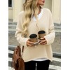 Saodimallsu Womens Oversized V Neck Sweaters Batwing Long Sleeve Knit