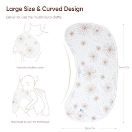 lulumoon Muslin Burp Cloths Babies: 100% Soft Cotton Large Burping Cloths - Neutral Baby Burp Rags for Boys and Girls - Absorbent Burp Cloth for Spit-Ups 4 Pack