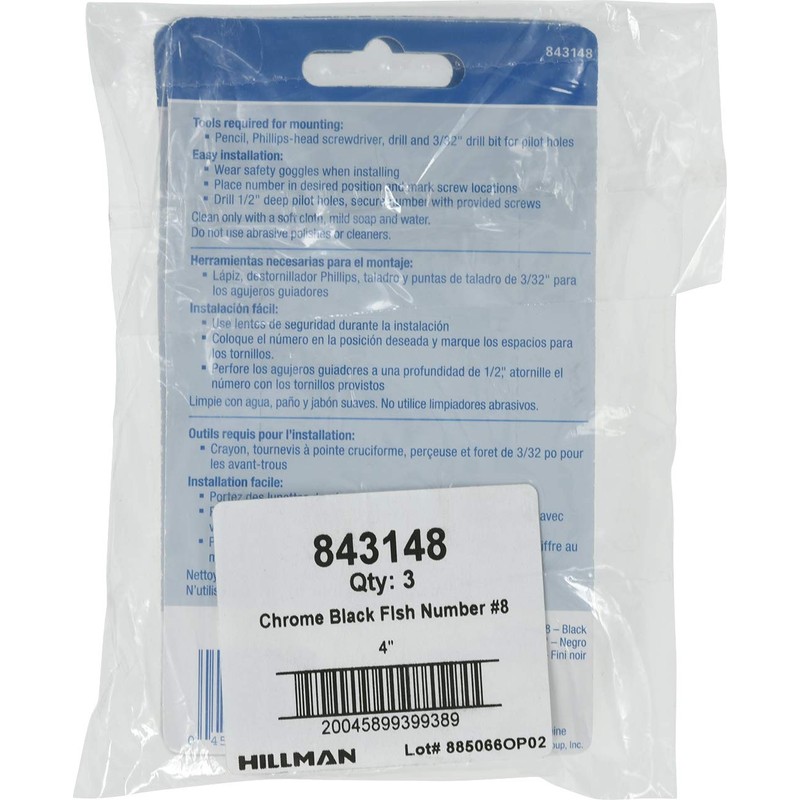 Distinctions 843148 Black Flush-Mount 4-Inch House Number 8