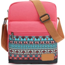 H HIKKER-LINK Lindo bolso cruzado y bolso casual de lona para mujer, Rosa A-2, Mediano, Casual