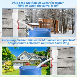 Longzhuo Rainwater Collection System - PVC Rain Barrel Diverter Kit with 59" Expandable Hose for Rain Re-use in Lawn and Garden Watering (3.14" / 3.93" Circular Downspout Diverter)