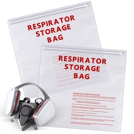 Maasechs 2 Pcs Respirator Storage Bag with Upgraded Zipper 15.35" x 16" Respirator Mask Storage Bag Large 10 Mil Thick Respirator Bag, Clear