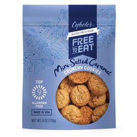 Cybele’s Free To Eat Gluten-Free & Vegan Mini Cookies - Plant-Based - Dairy, Soy, & Nut Free - Crunchy Cookie - School Safe Snack For Kids & Adults - (Mini Salted Caramel, Pack of 6)