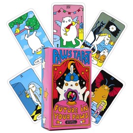 HQRKOTM 78pcs Cat Tarot Unique Tarot Cards for Tarot Enthusiasts - PAWS TAROT