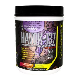 Havok-137 Anabolic Pre-Workout Supplement, Cotton Candy Grape Flavour, 570g, Limited Edition