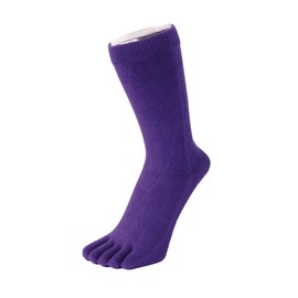 TOETOE - Men, Women Everyday Stretchy Mid-Calf Soft Cotton Seamless Plain Toe Socks, Hygienic, Breathable, UK 4-11 - 1 pair - Purple