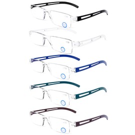 DOOViC 5 Pack Blue Light Reading Glasses One-Piece Design Blue Blocking Computer Readers for Men Women Unisex UV Protection +3.50