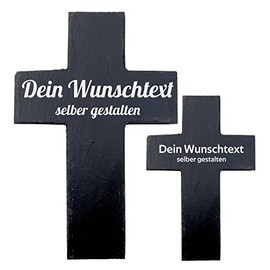 Jackplott Slate Cross with Desired Text, Various Sizes, Personally Adapted and Individually Ideal for Grave Decoration, Christenings, Weddings, Memorial Plaque, Grave Plate or Church Decoration (20 cm