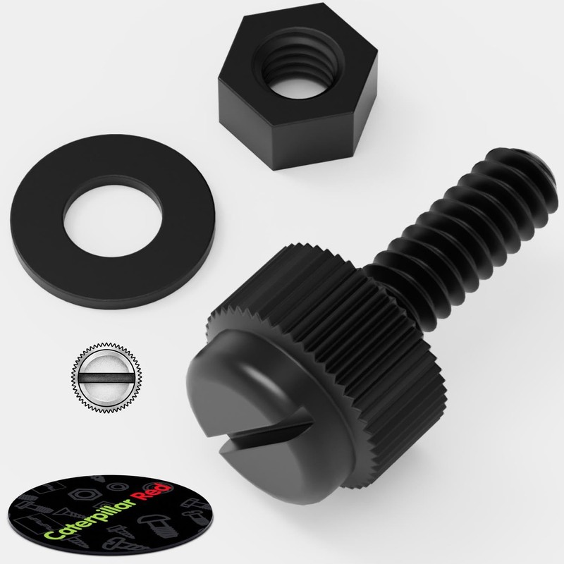 Caterpillar Red 50x Black Slotted Thumb Screws M3 x 10mm