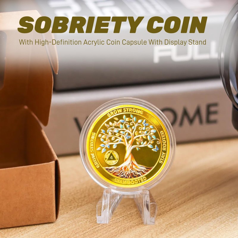 4 Years Sobriety Coin-Sobriety Gifts for Anniversary -Tree of Life