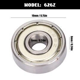 10Pcs 626Z Ball Bearing, 6x19x6mm Stainless Steel Double Shielded Deep Groove Ball Bearings