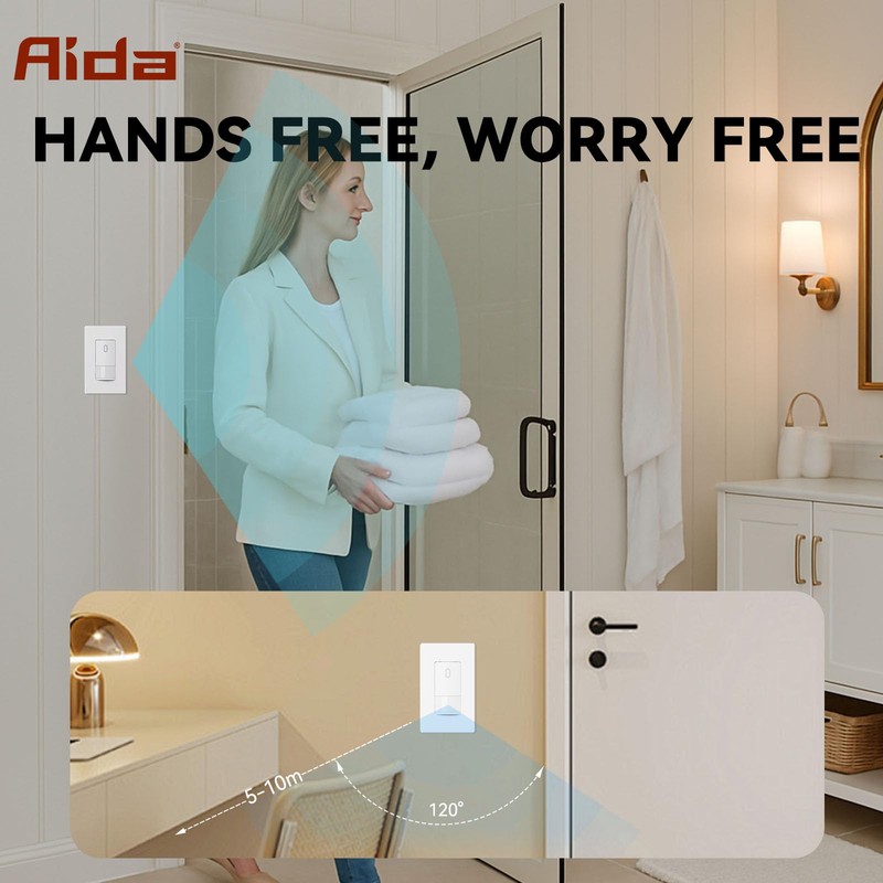 AIDA Single Pole Motion Sensor Light Switch w/Neutral Wire -
