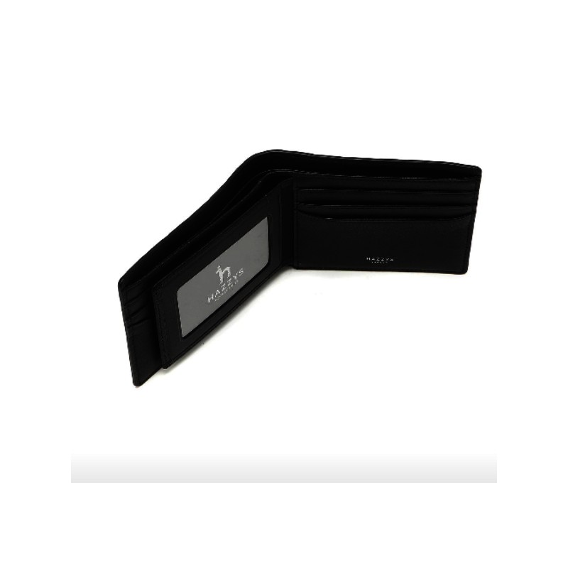 Hazzys (대구신세계)블랙 로고패턴 소가죽 반지갑 HJWA5E831BK Black Logo Pattern Cowhide