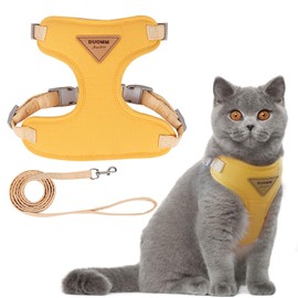 Cat Harness, Adjustable Cat Harness, Escape Proof, Cat Harness with Lead, Escape Proof, Premium Puppy Harness with Soft, for Small Animals, Adjustable Chest Harness, Yellow, XS