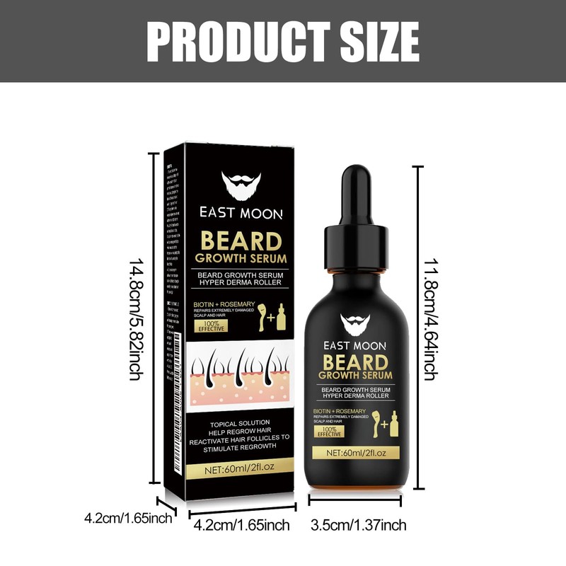 Beard Growth Kit with Rollers Beard Growth Agent Men Black