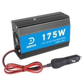 175 Watt Car Power Inverter 12V AC to 110V/120V DC Converter Indoor & Outdoor Use Car Adapter Peak Power 350W with 2 AC Outlets & 2 USB Ports Car Laptop Charger